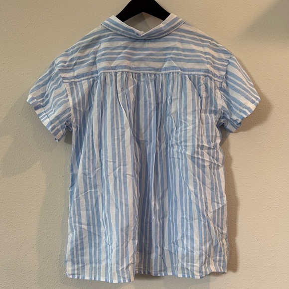 St. John's Bay Blue and White Striped Button Down Shirt - Picture 6 of 6